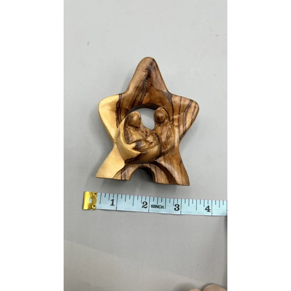 Holy Family Star Olive Wood Hand Carved‎ Figurine Nativity Scene Holy Land 2016